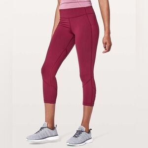 Lululemon Pace Rival Crop 22" Leggings with Pockets Ruby Wine